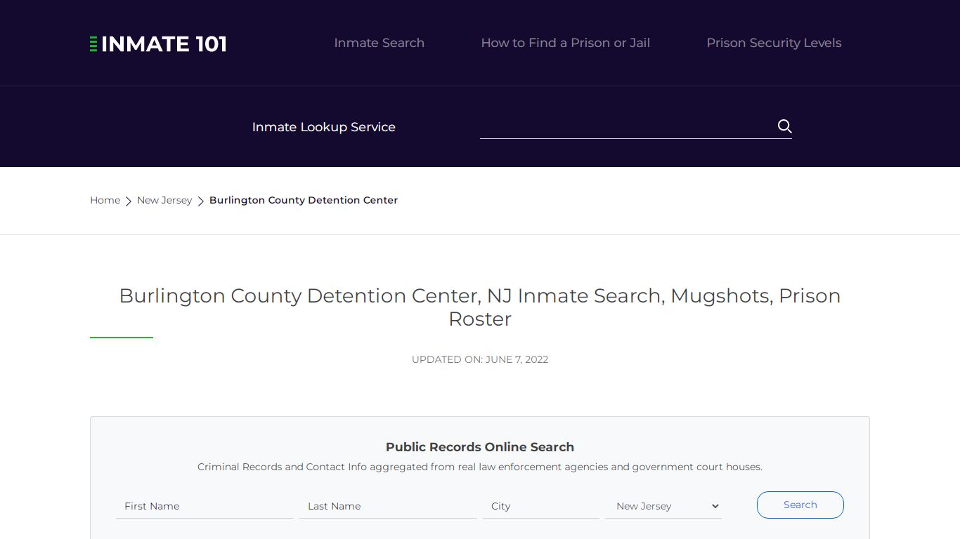Burlington County Detention Center, NJ Inmate Search ...